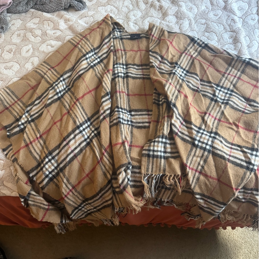 Plaid Fringe Shawl